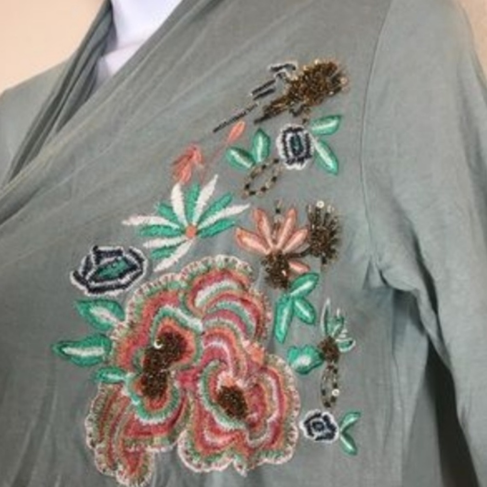 Embroidered Cross-Front Pullover - Picture 2 of 4